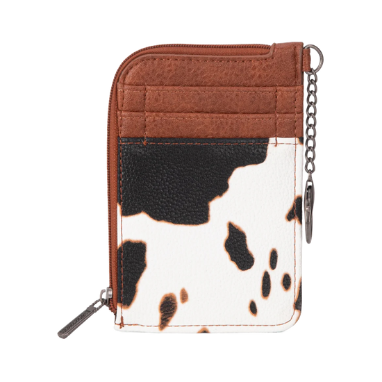 Wrangler Ladies Cow Print Brown Mini Zip Card Case WG133-W005BR