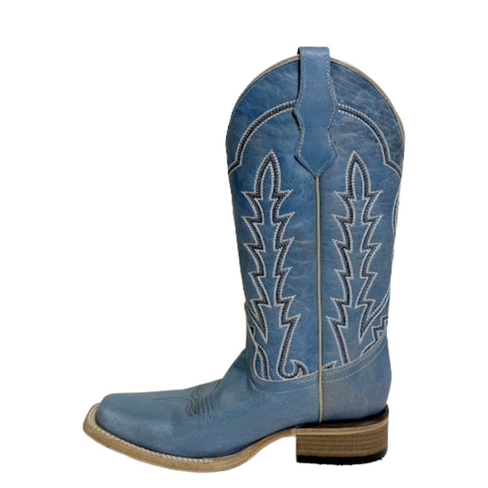 Circle G Ladies Embroidered Light Blue Western Boot L6334