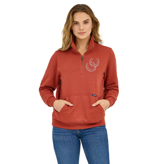 Wrangler Ladies Retro® Americana Rust 1/2 Zip Sweatshirt 112371636