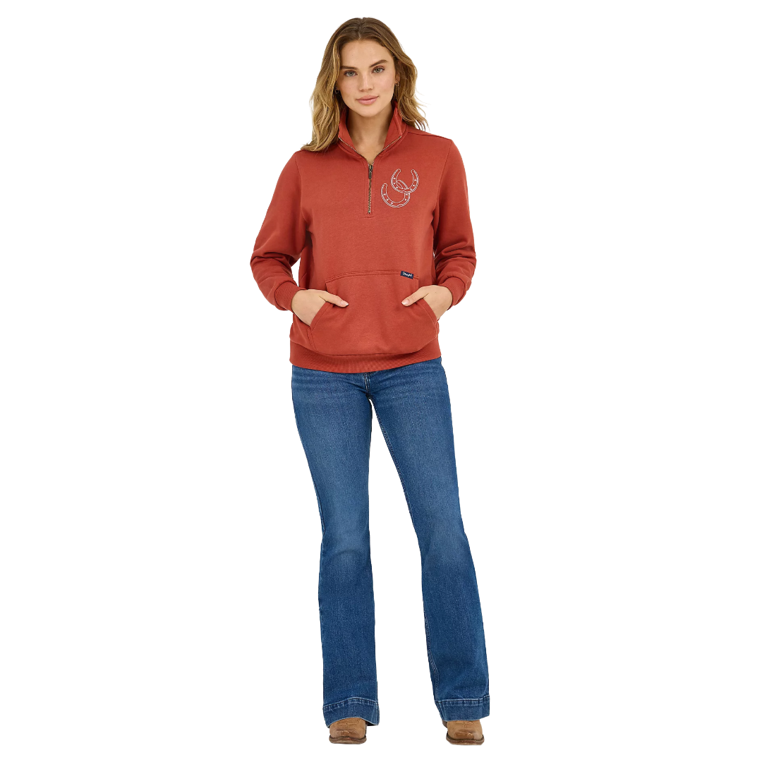 Wrangler Ladies Retro® Americana Rust 1/2 Zip Sweatshirt 112371636