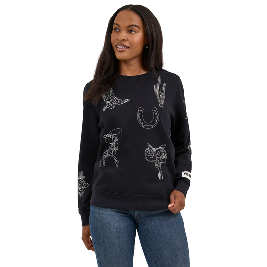 Wrangler Ladies Retro® Black Punchy Crew Sweatshirt 112371617