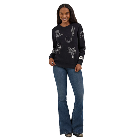 Wrangler Ladies Retro® Black Punchy Crew Sweatshirt 112371617