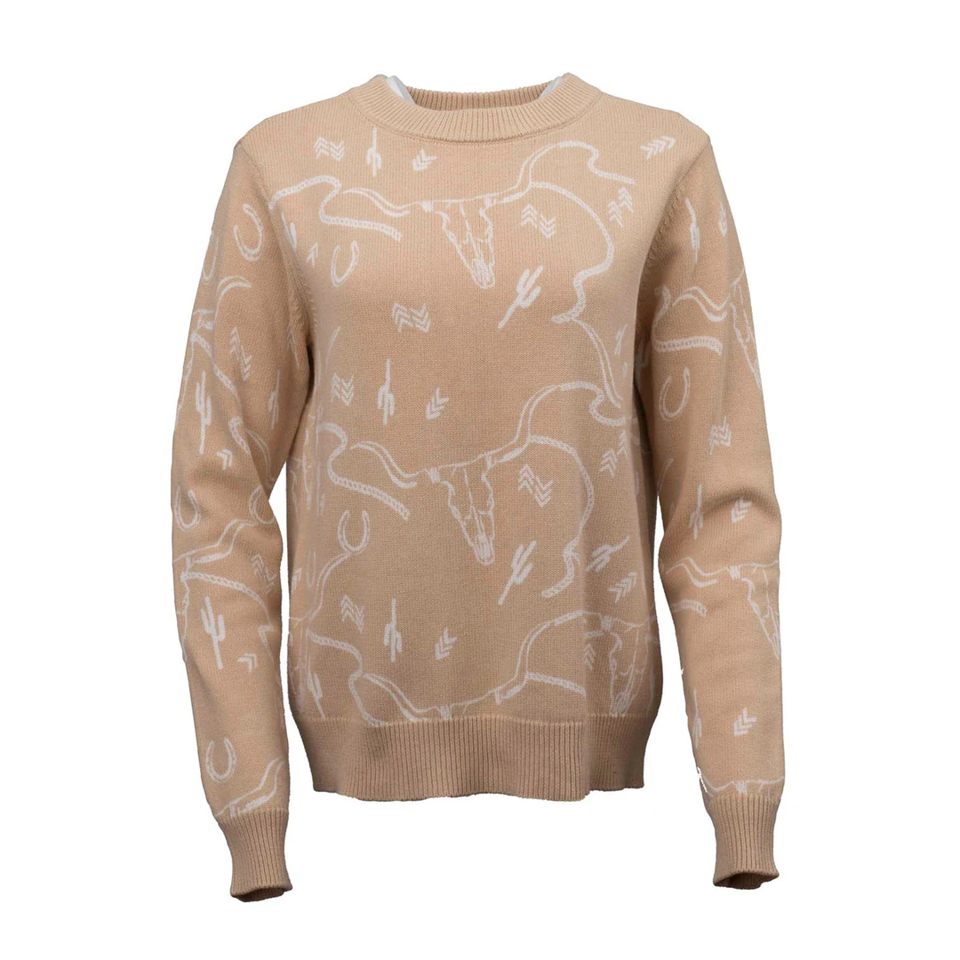 Outback Trading Company Ladies Ainsley Graphic Tan Sweater 40318-TAN