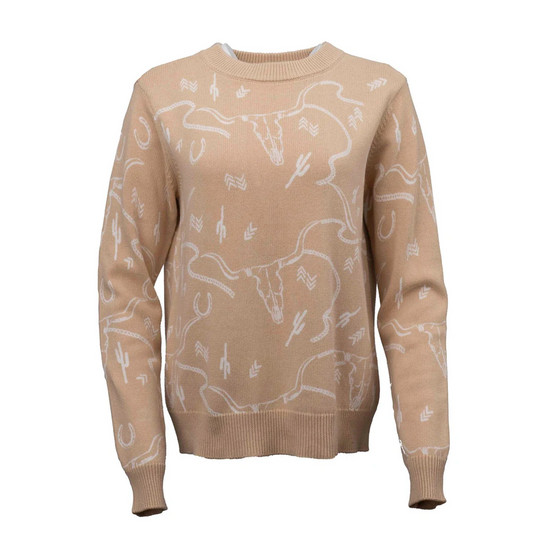 Outback Trading Company Ladies Ainsley Graphic Tan Sweater 40318-TAN