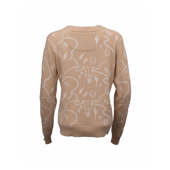 Outback Trading Company Ladies Ainsley Graphic Tan Sweater 40318-TAN