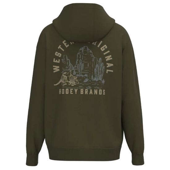 Hooey Men's Desert Dillo Landscape Dark Olive Hoodie HH1378DKOL