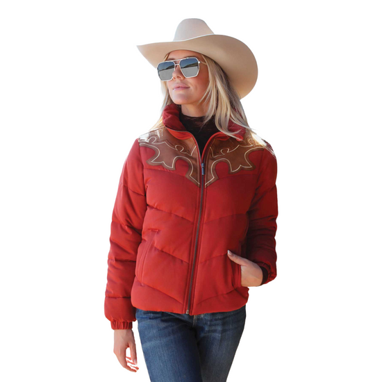 Cinch Ladies Red Western Zip Puffer Jacket CWJ7515001