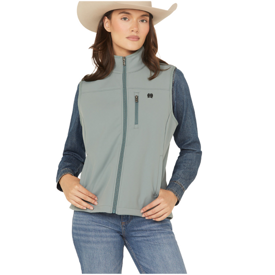 Cinch Ladies Green Windproof Zip Vest MAV9922002