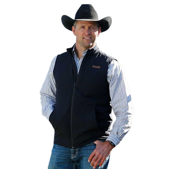 Cinch Men's Solid Black Canvas Zip Vest MWV1927001