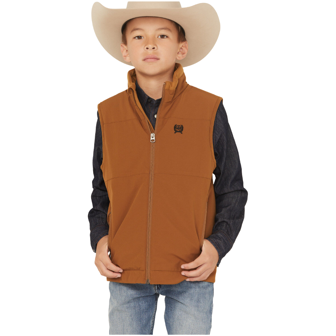 Cinch Youth Boy's Solid Brown Canvas Vest MWV5180001