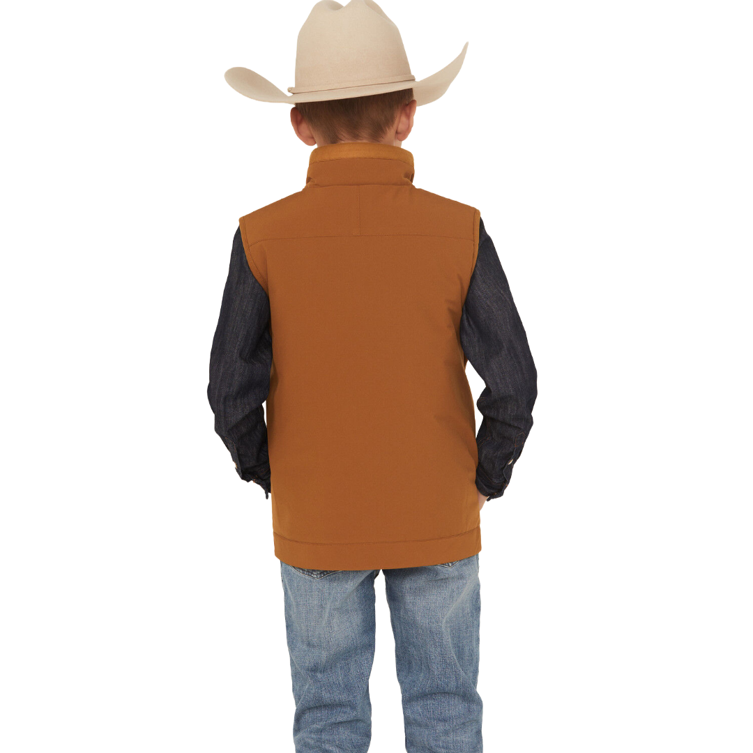 Cinch Youth Boy's Solid Brown Canvas Vest MWV5180001