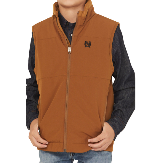 Cinch Youth Boy's Solid Brown Canvas Vest MWV5180001