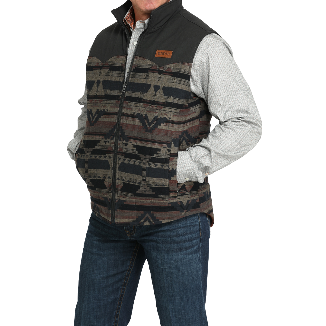 Cinch Men's Brown Aztec Reversible Zip Vest MWV1576005