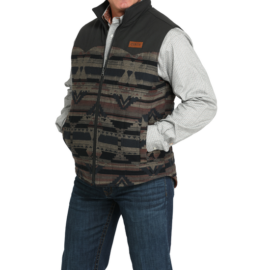 Cinch Men's Brown Aztec Reversible Zip Vest MWV1576005