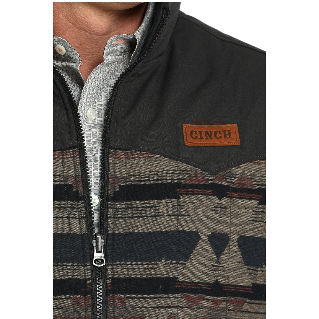 Cinch Men's Brown Aztec Reversible Zip Vest MWV1576005