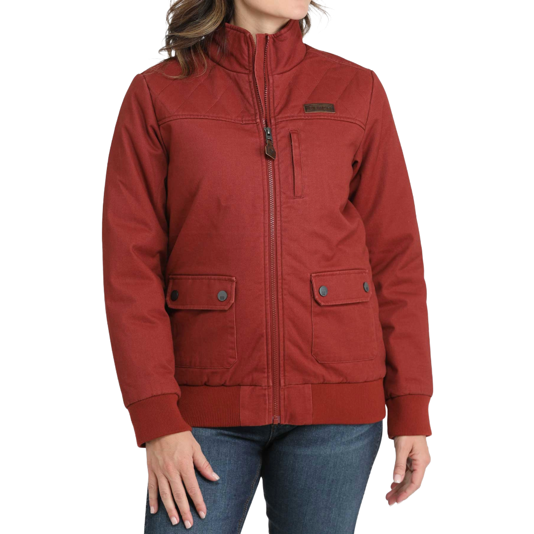 Cinch Ladies Red Quilted Canvas Bomber Jacket MAJ9901002