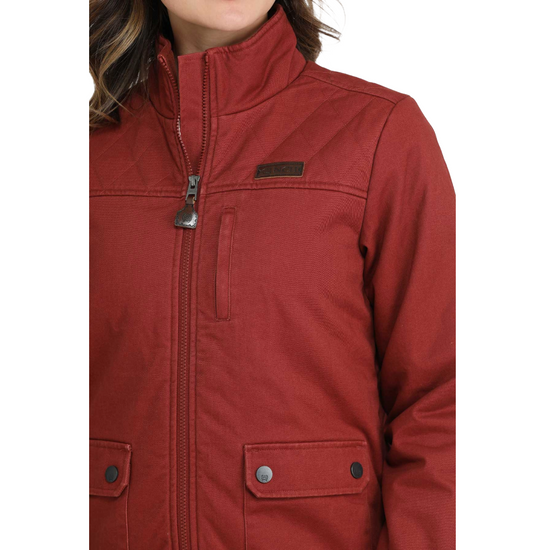 Cinch Ladies Red Quilted Canvas Bomber Jacket MAJ9901002