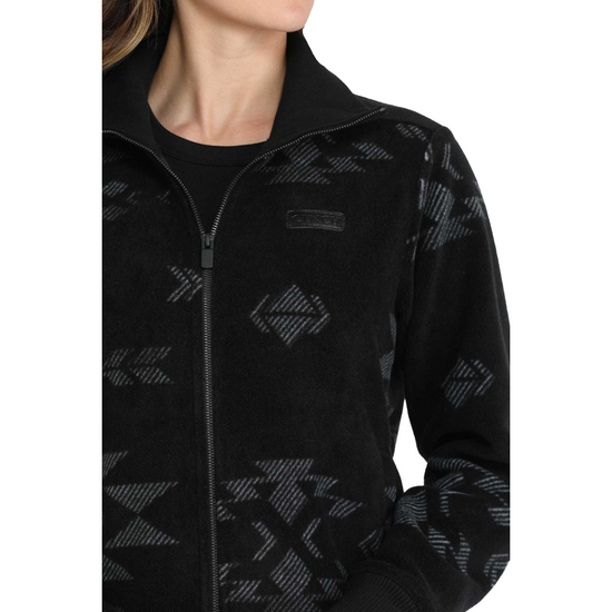 Cinch Ladies Black Western Print Fleece Zip Jacket MAJ9919001