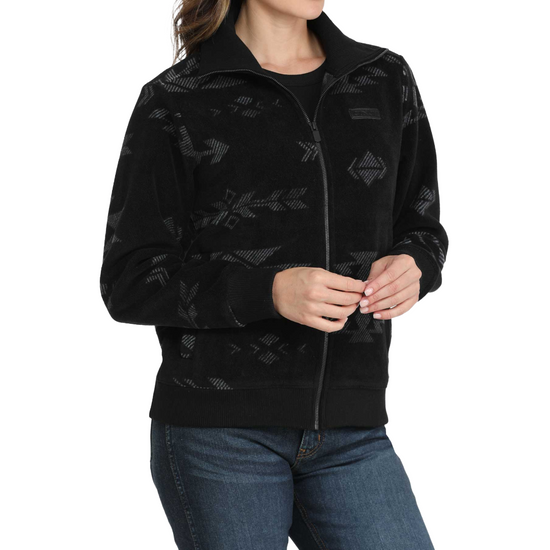 Cinch Ladies Black Western Print Fleece Zip Jacket MAJ9919001