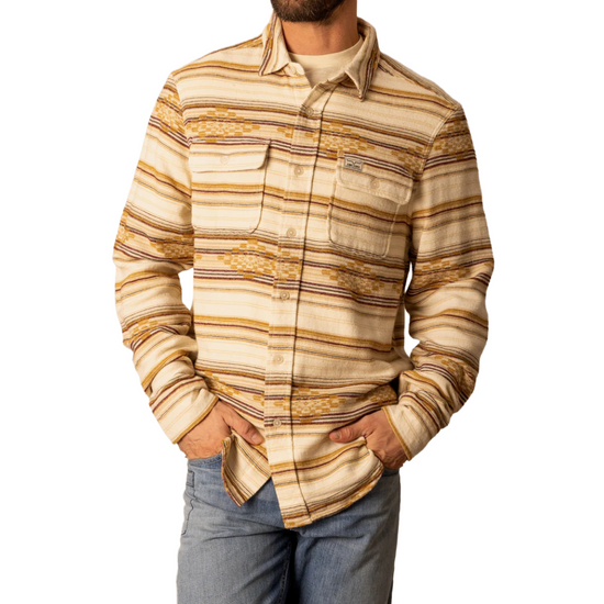 Kimes Ranch Men's Bisbee Striped Natural Tan Button Down Flannel MDS0000080-BE006