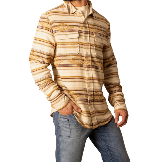 Kimes Ranch Men's Bisbee Striped Natural Tan Button Down Flannel MDS0000080-BE006