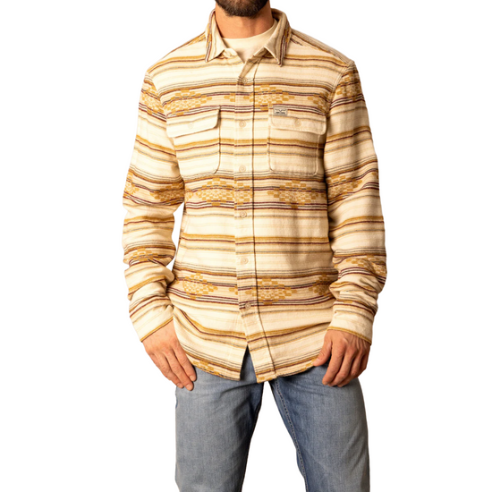 Kimes Ranch Men's Bisbee Striped Natural Tan Button Down Flannel MDS0000080-BE006