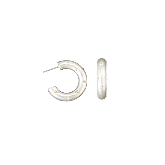 Blazin Roxx Ladies Silver Metal Crystal Hoop Earrings 3057836