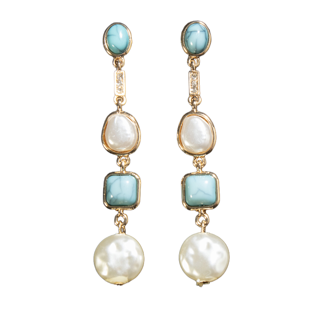 Blazin Roxx Ladies Turquoise & Pearl Dangle Earring 301000533