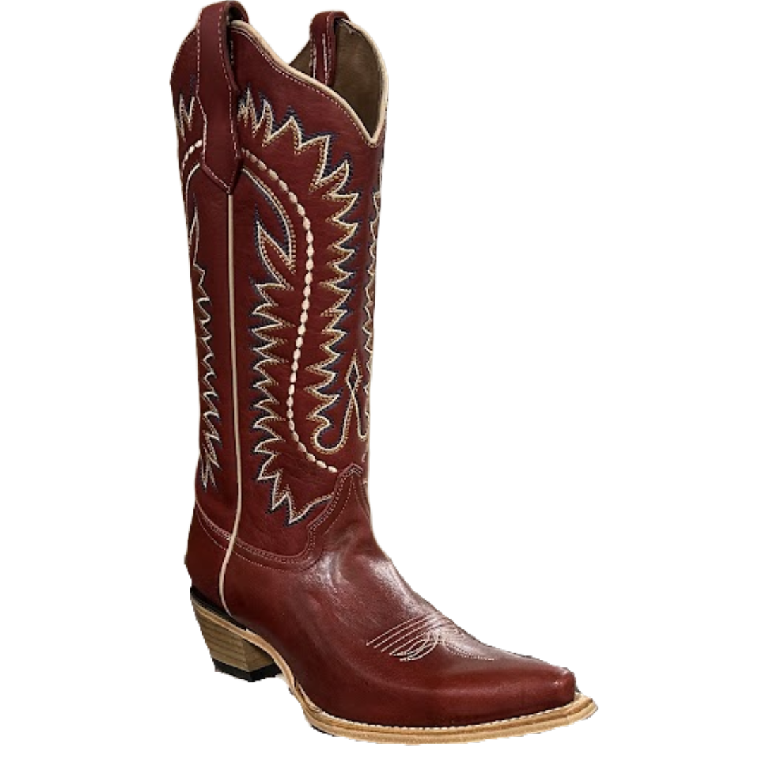 Circle G Ladies Embroidered Deep Red Western Boot L8015