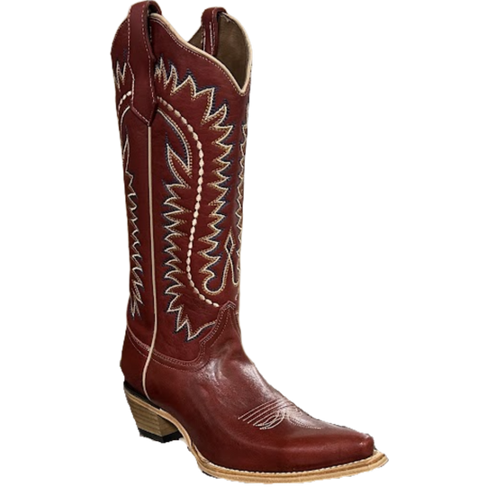 Circle G Ladies Embroidered Deep Red Western Boot L8015