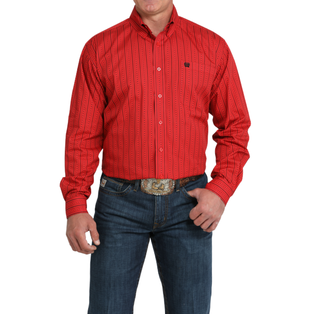 Cinch Men's Red Stripe Button Down Shirt MTW1105991