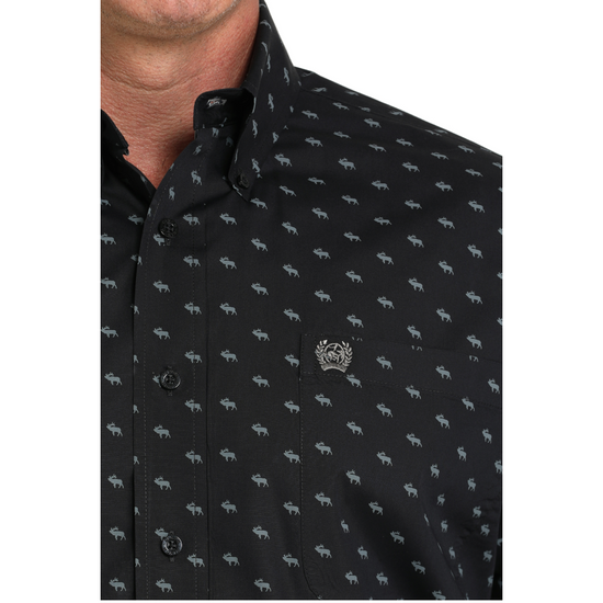 Cinch Men's Black Moose Print Button Down Shirt MTW1105988