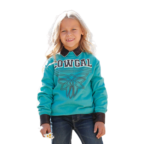 Cinch Youth Girl's Turquoise Blue Sweatshirt Pullover CWK8002003