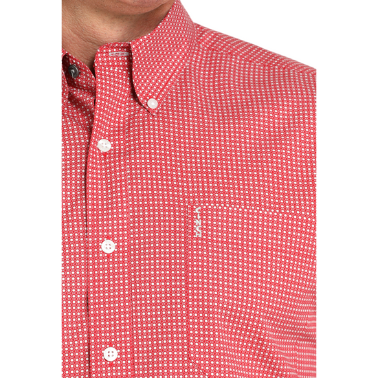 Cinch Men's Red Geometric Print Button Down Shirt MTW1347143