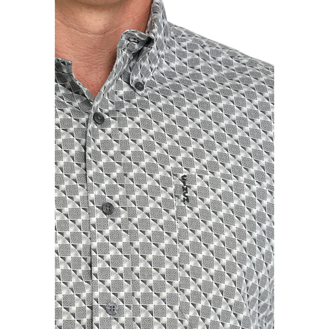 Cinch Men's Grey Modern Print Button Down Shirt MTW1347141
