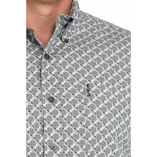 Cinch Men's Grey Modern Print Button Down Shirt MTW1347141