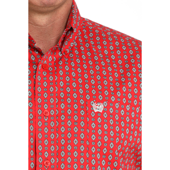Cinch Men's Red Western Print Button Down Shirt MTW1105994