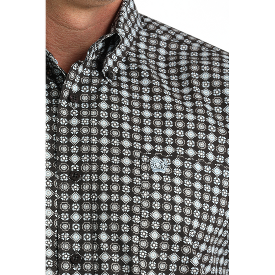 Cinch Men's Brown Geometric Print Button Down Shirt MTW1106002