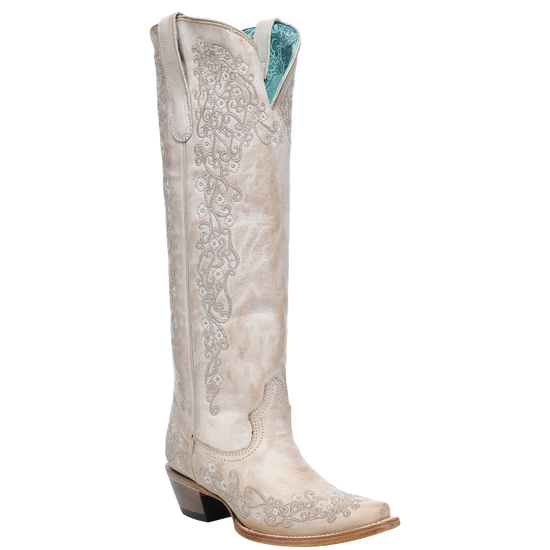 Corral Ladies Floral Embroidery Sand Western Tall Boots A4992