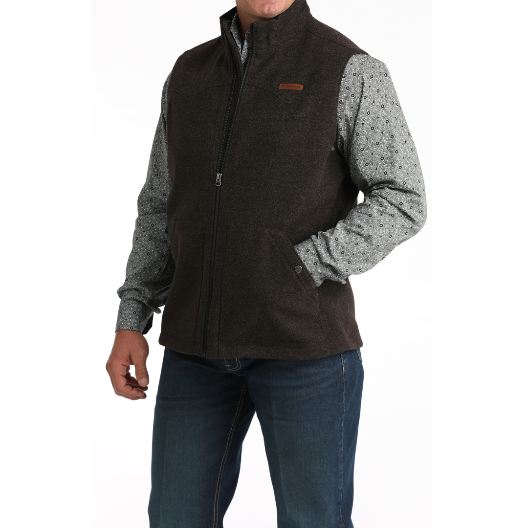 Cinch Men's Brown Western Full Zip Vest MWV1934003