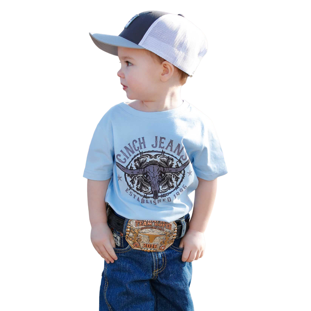 Cinch Toddler Boy's Light Blue Longhorn Graphic T-Shirt MTT7671103