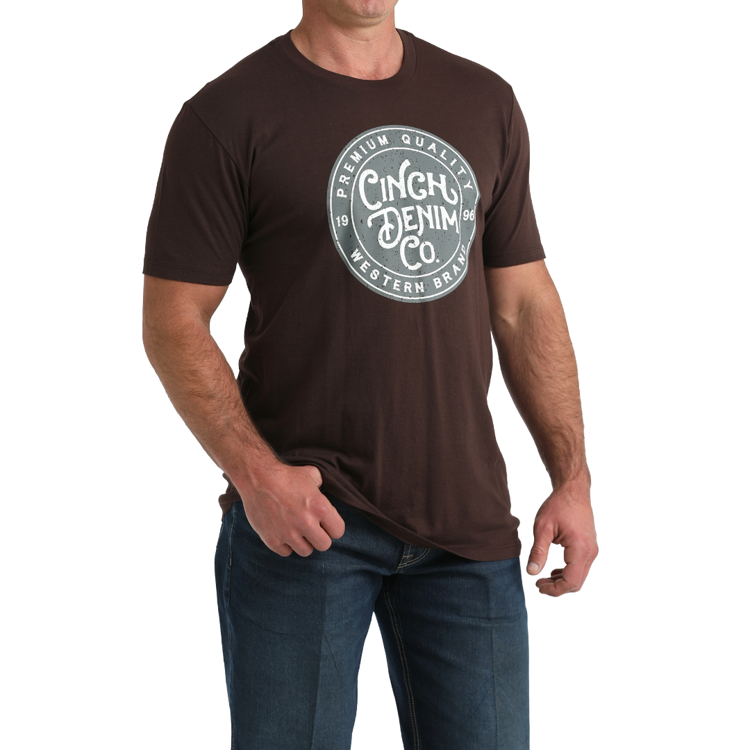 Cinch Men's Solid Brown 'Denim Co' Graphic T-Shirt MTT1690702