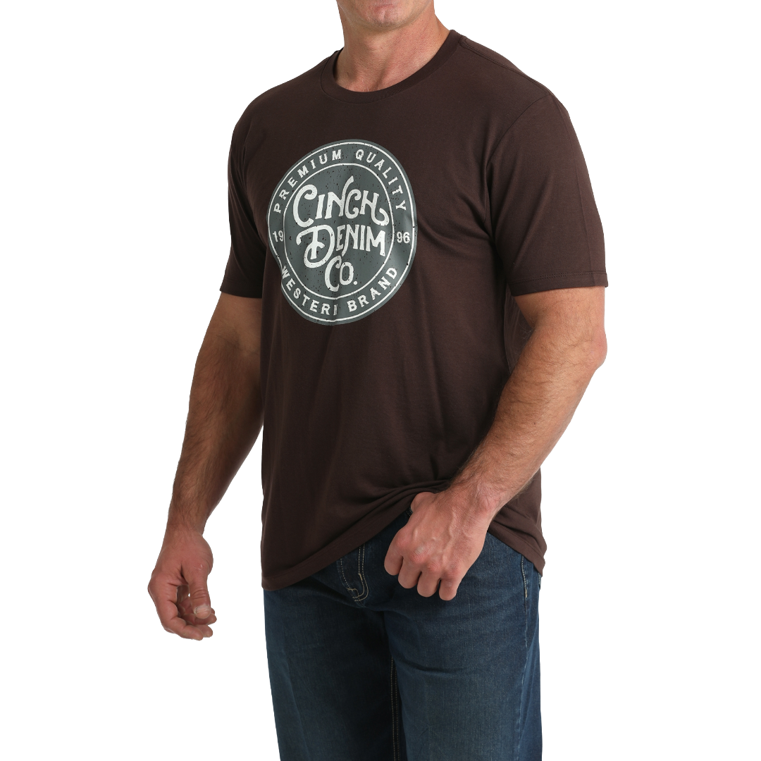 Cinch Men's Solid Brown 'Denim Co' Graphic T-Shirt MTT1690702