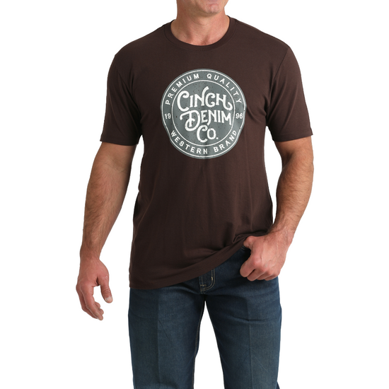 Cinch Men's Solid Brown 'Denim Co' Graphic T-Shirt MTT1690702