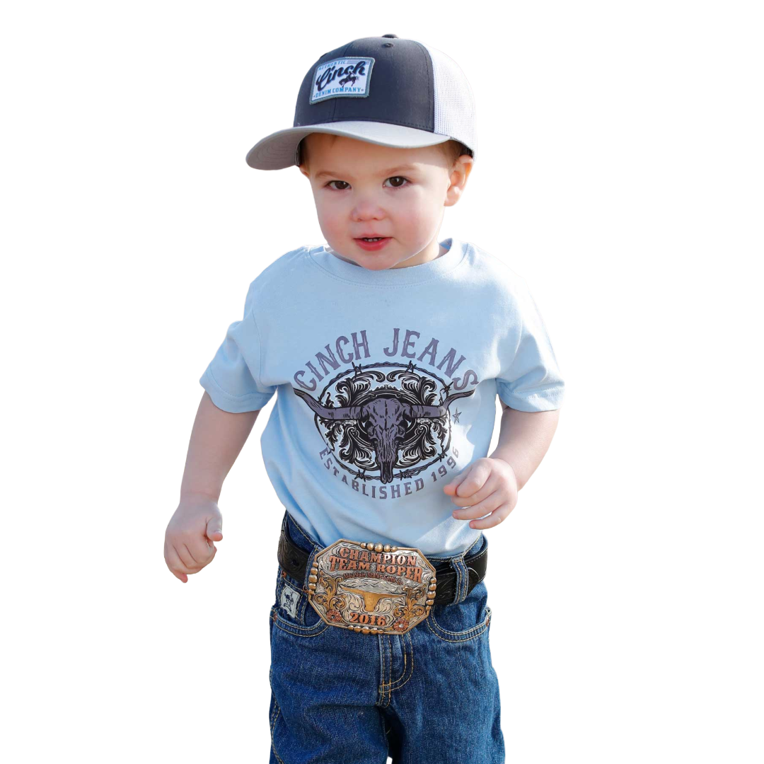 Cinch Toddler Boy's Light Blue Longhorn Graphic T-Shirt MTT7672066