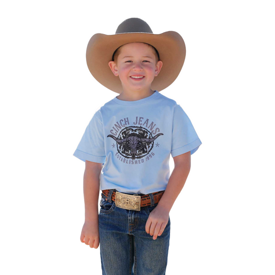 Cinch Youth Boy's Light Blue Logo Graphic T-Shirt MTT7670171