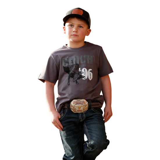 Cinch Youth Boy's Charcoal Grey Logo Graphic T-Shirt MTT7670172
