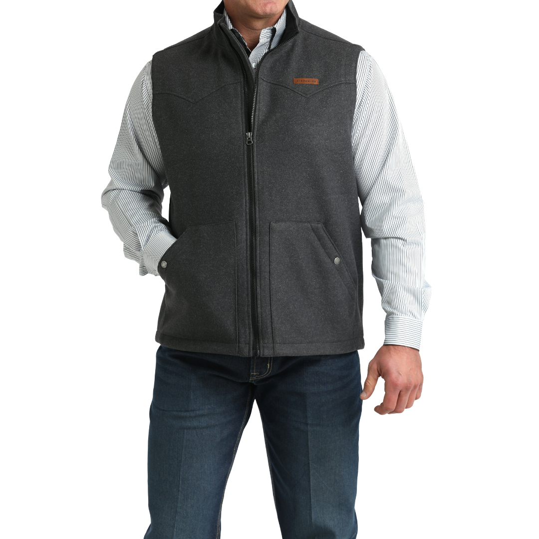 Cinch Men's Charcoal Grey Western Full Zip Vest MWV1934004