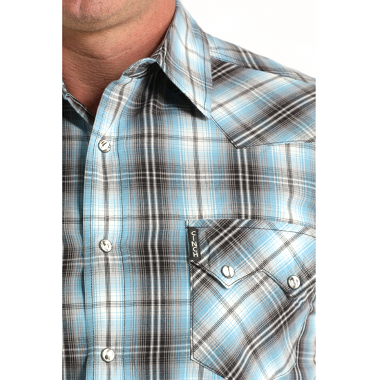 Cinch Men's Modern Plaid Button Down Blue Shirt MTW1301089