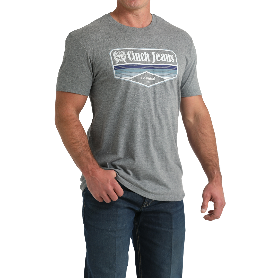 Cinch Men's Grey Heather Printed Logo T-Shirt MTT1690700
